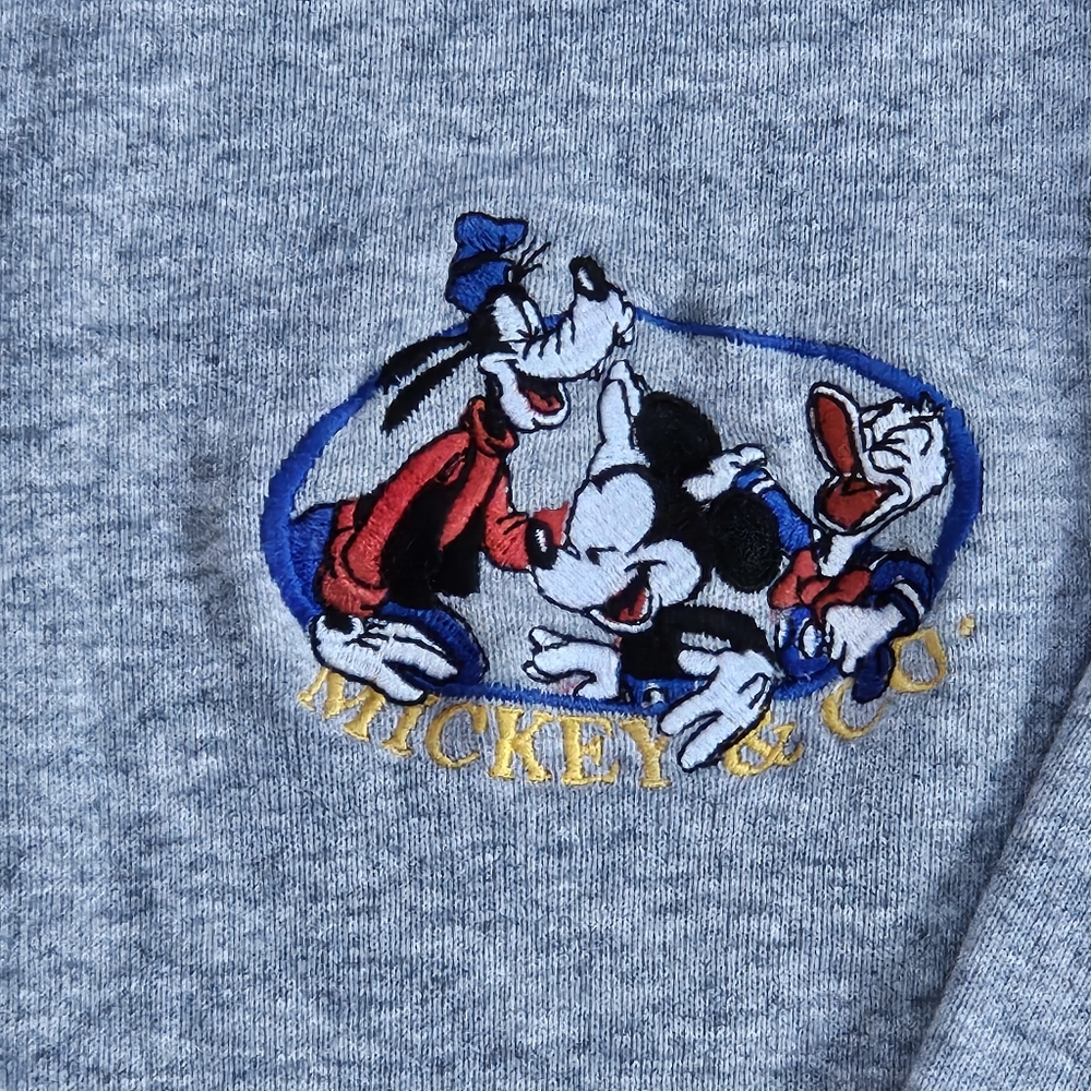 Disney Mickey & Co Vintage 90s Sweatshirt Adult Large Crewneck Pullover Gray Emb